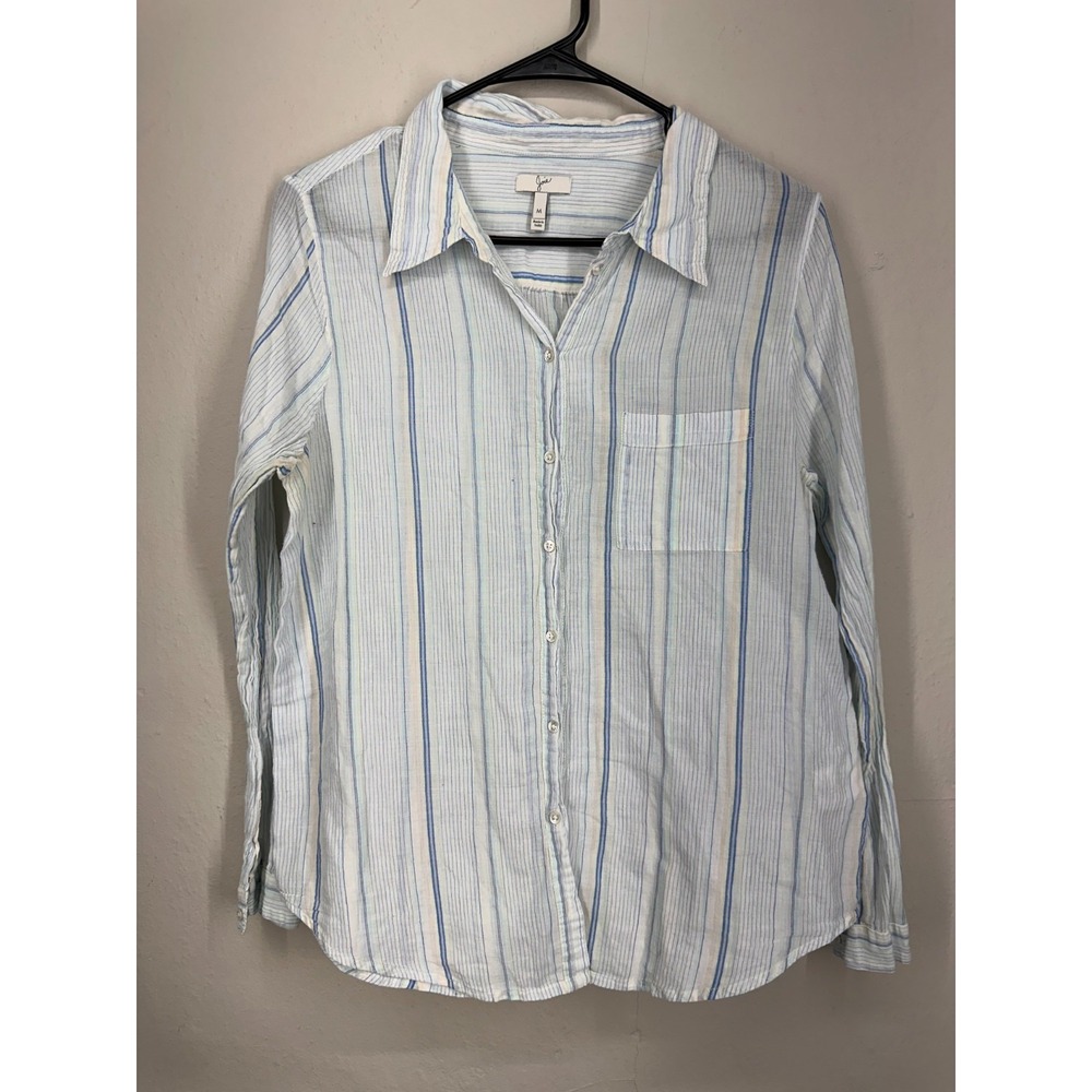 Joie 100% Cotton Shirt Top‎ MEDIUM Multi Striped Long Sleeve Lightweight Button